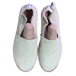 Vionic Womens Canvas Laguna Slip-On Espadrilles Size 7.5 Pale Green & Pink